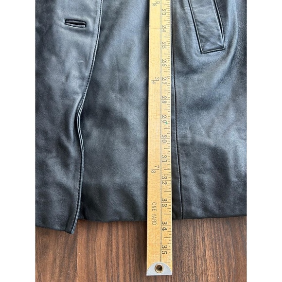 Carol Evans Jacket Womens Size Large Black Mid Length Genuine Leather Trendy - Picture 6 of 6